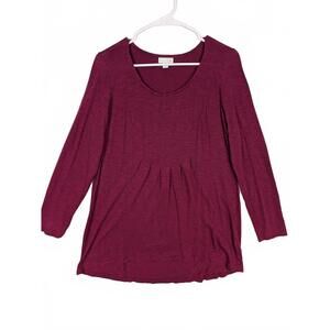 J.Jill Pleated Scoop Neck Long Sleeve Knit Top Womens Medium